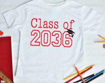 Class of 2036 kindergarten shirt, kids first day of school tee, last day kindergarten graduation, senior year date, preschool grad