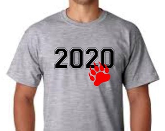 Class of 2024 T shirt, Senior graduation shirt, school mascot tee, senior pictures shirt, school mascot paw print, customized senior year