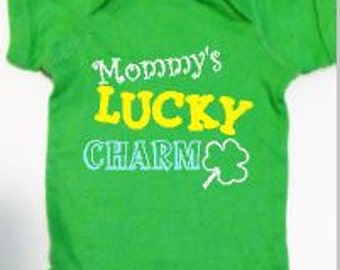 St. Patrick's day Baby one piece, Baby Irish tee, Mommy's lucky charm, Daddy's lucky charm, Baby shamrock shirt, baby shower gift