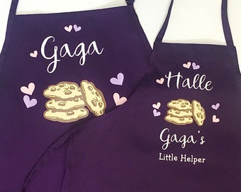 Matching family aprons, grandma and grandchild apron set, cookie aprons, mommy and me, personalized bib apron, Nana gift, Mother’s Day gift