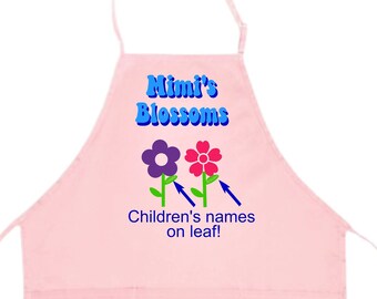 Garden apron, mother's day gift, personalized retro apron, Grandma's blossoms, gardening bib apron, nana apron, apron for mom, Retro flowers