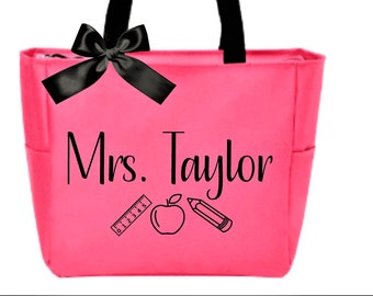 Teacher bag, Teacher gift, personalized bag, Tote bag with zipper, Teacher christmas gift, student teacher gift, thank you appreciation gift