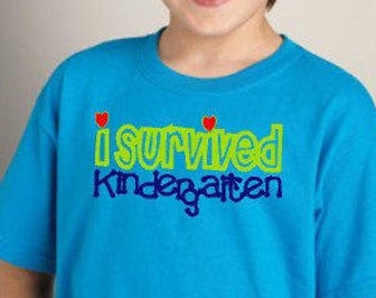 I Survived Kindergarten T-shirt, kindergarten graduation shirt, end of school year shirt, photo prop, graduation gift, kindergrad gift