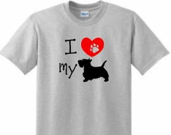 I love my dog T shirt, dog owner tee, pet shirt, personalized shirt, dog lover birthday gift, any breed