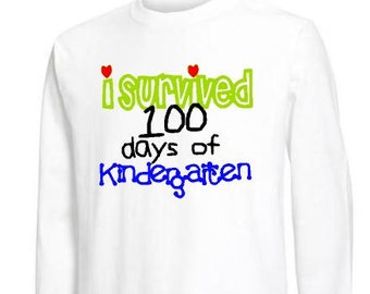 100th day of kindergarten shirt, kids 100 days of school T shirt, I survived 100 days, humorous school shirt, 100th day children shirt