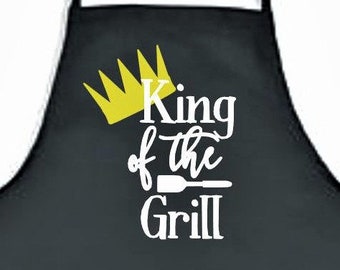 Dad apron, King of the Grill apron, Father's day apron, BBQ apron, bib apron, cook gift, Grandpa gift, grilling apron, father's day gift