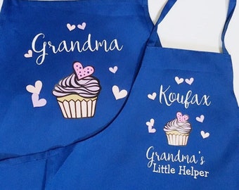Mom and child matching apron, personalized apron, nana apron, cupcake apron set, baking apron, Grandma and me, Mother’s Day gift