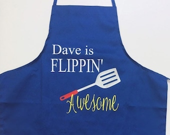 Flippin awesome apron, dad apron, BBQ apron, bib apron, cook gift, Grandpa gift, grilling apron