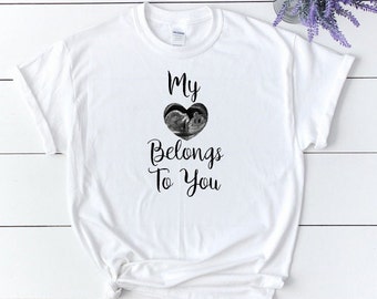 Personalized pregnancy shirt, baby ultrasound photo, pregnancy reveal tee, mom to be top,  maternity shirt, mother gift, baby picture on tee