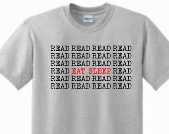 Reading shirt, Book lover's shirt, teacher tee, Inner nerd shirt, Librarian reading top, Eat Sleep Read shirt, bookworm shirt