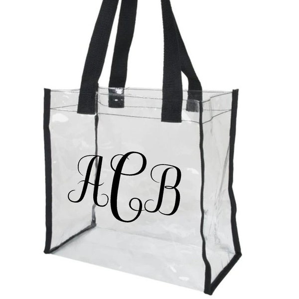 Clear tote bag, stadium approved transparent bag, monogram bag, personalized concert bag, daycare or work bag