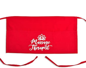 Massage therapist apron, Massage therapy oil holder, customized waist apron with pockets, masseuse supply organizer, spa apron, half apron