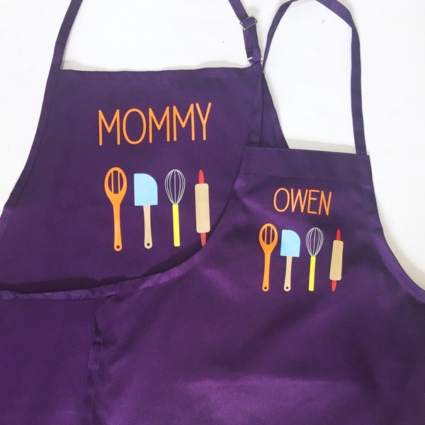 Grandma and me matching apron, personalized baking apron, nana apron, baker apron set, mommy and me, Mother’s Day gift, kids apron