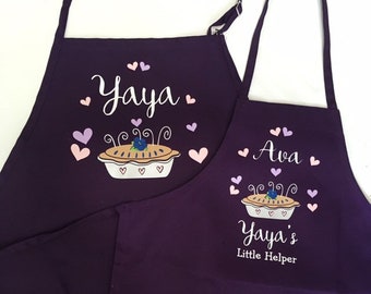 Mother daughter matching aprons, nana and grandchild apron, pie baking apron set, mommy and  me, personalized bib apron, Mother’s Day gift