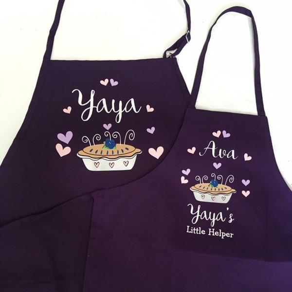 Mother daughter matching aprons, nana and grandchild apron, pie baking apron set, mommy and  me, personalized bib apron, Mother’s Day gift