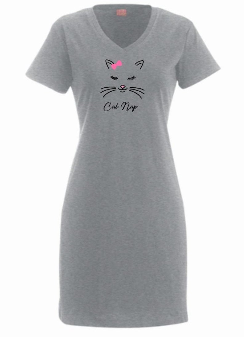 Cat night shirt Cat nap nightgown Cat lovers cover up Etsy