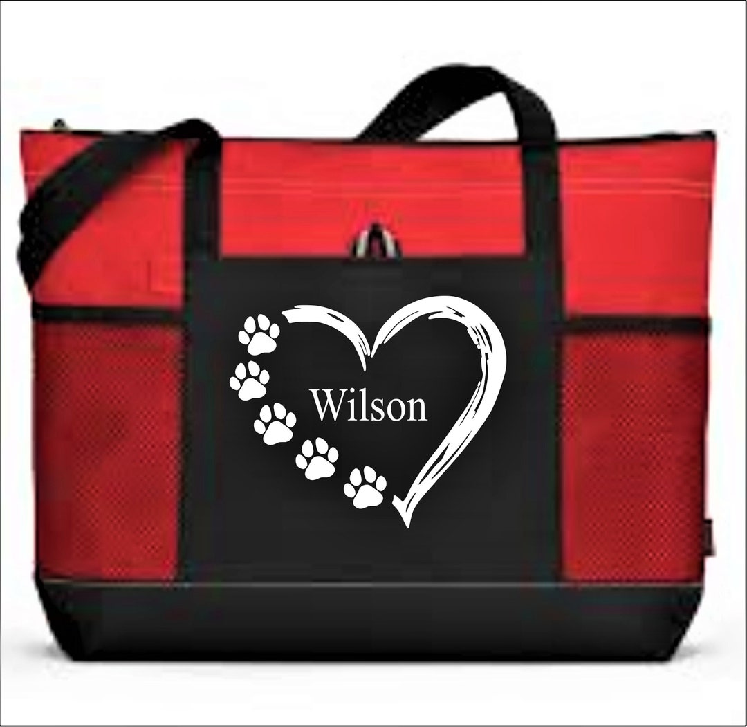 Dog Tote Bag With Zipper, Personalized Dog Bag, Custom Dog Supply Bag