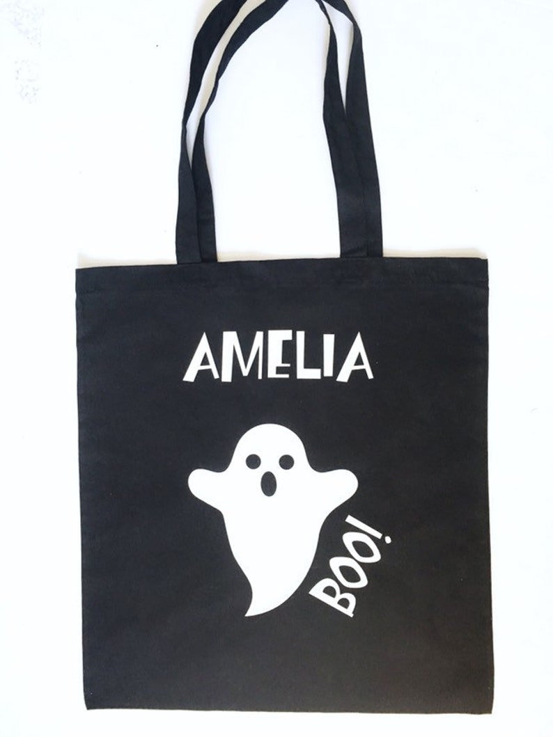 Halloween glow-in-the-dark ghost personalized trick or treat candy bag