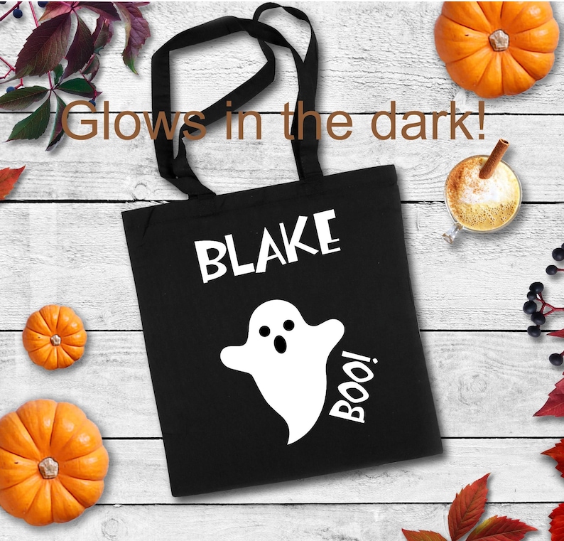 Halloween glow-in-the-dark ghost personalized trick or treat candy bag