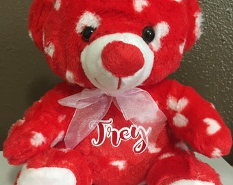 Valentine teddy bear, valentine plush animal, valentine's day personalized gift, teacher gift, gift for kids, gift for her