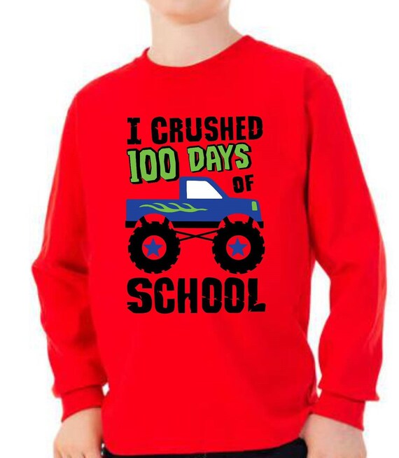 I Crushed 100 Days Of School Monster Truck Kids Boys T-Shirt I Crushed 100 Days Of School Monster Truck Kids Boys T-Shirt