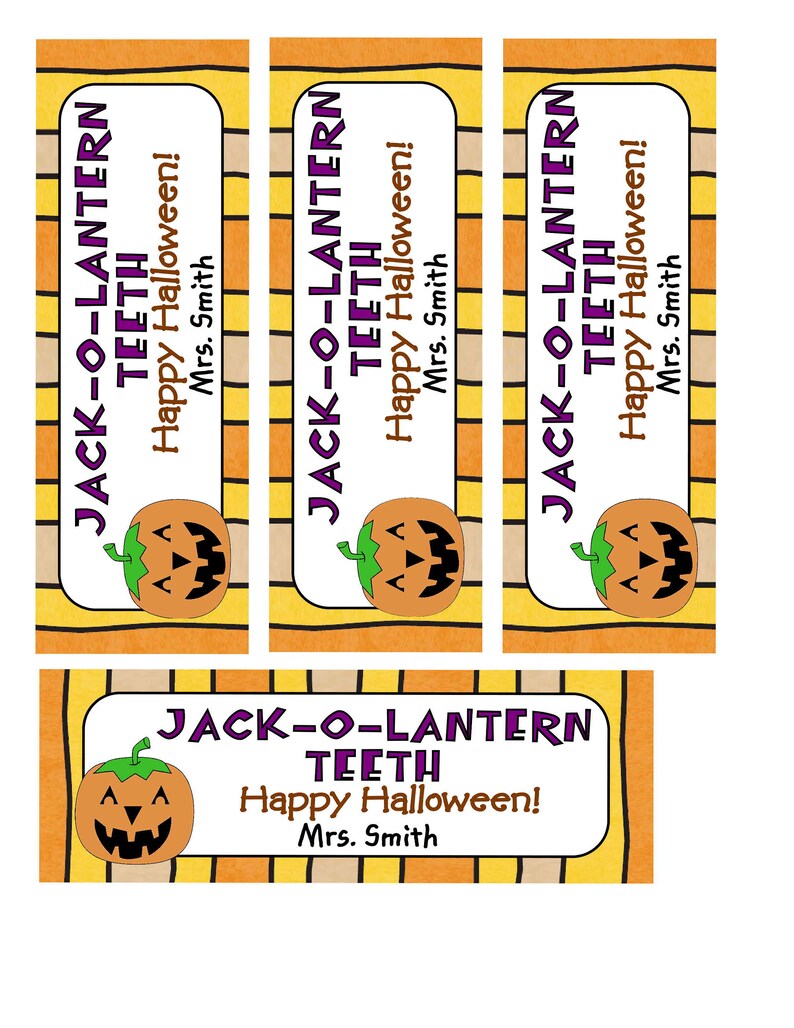 Halloween Printable Jack o lantern Teeth Topper Tag From Etsy