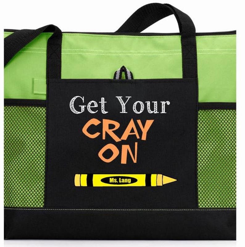 Teacher Tote Bag Get Your Crayon Bag Personalized Teacher Etsy