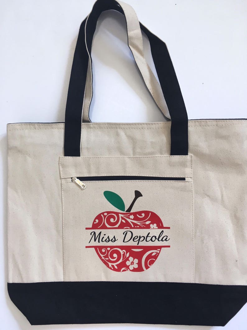 Teacher Bags Teacher Totes Apple Bag Personalized Teacher Etsy