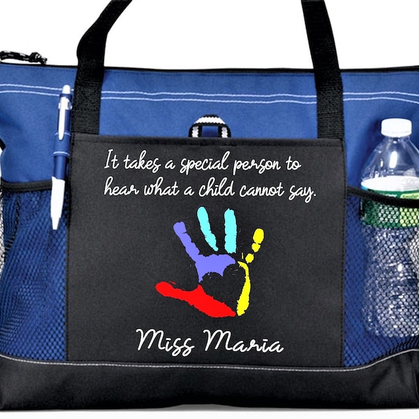 Special educaton teacher gift, personalized teacher bag, autism awareness bag, sped teacher tote