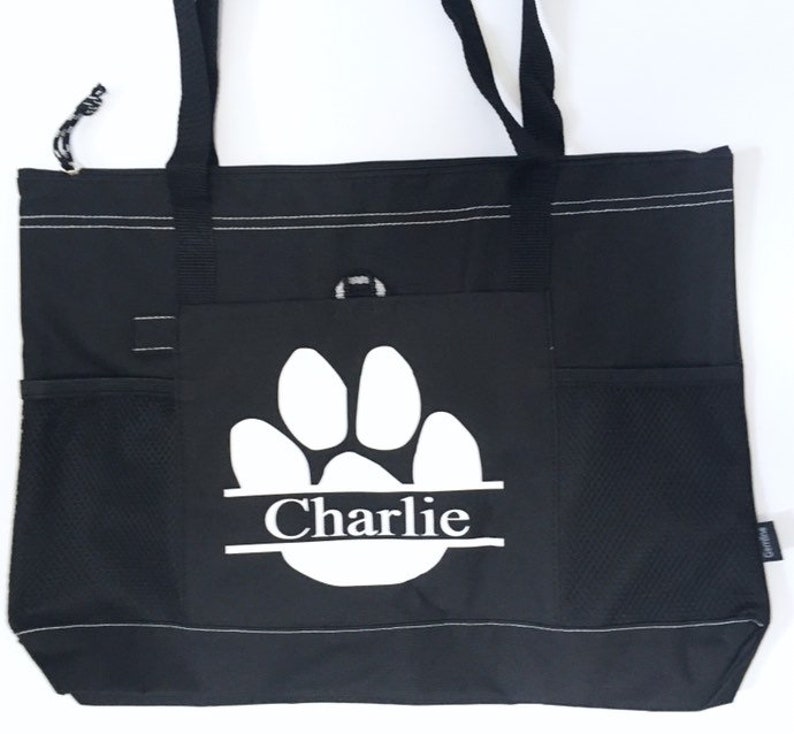 Personalized Dog Tote Bag With Zipper Pet Travel Bag Dog Etsy