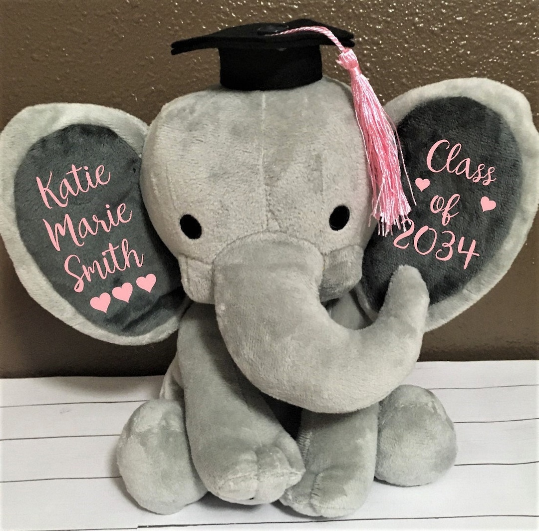 Graduation Stuffed Animal, Elephant Grad Gift, Personalized ...