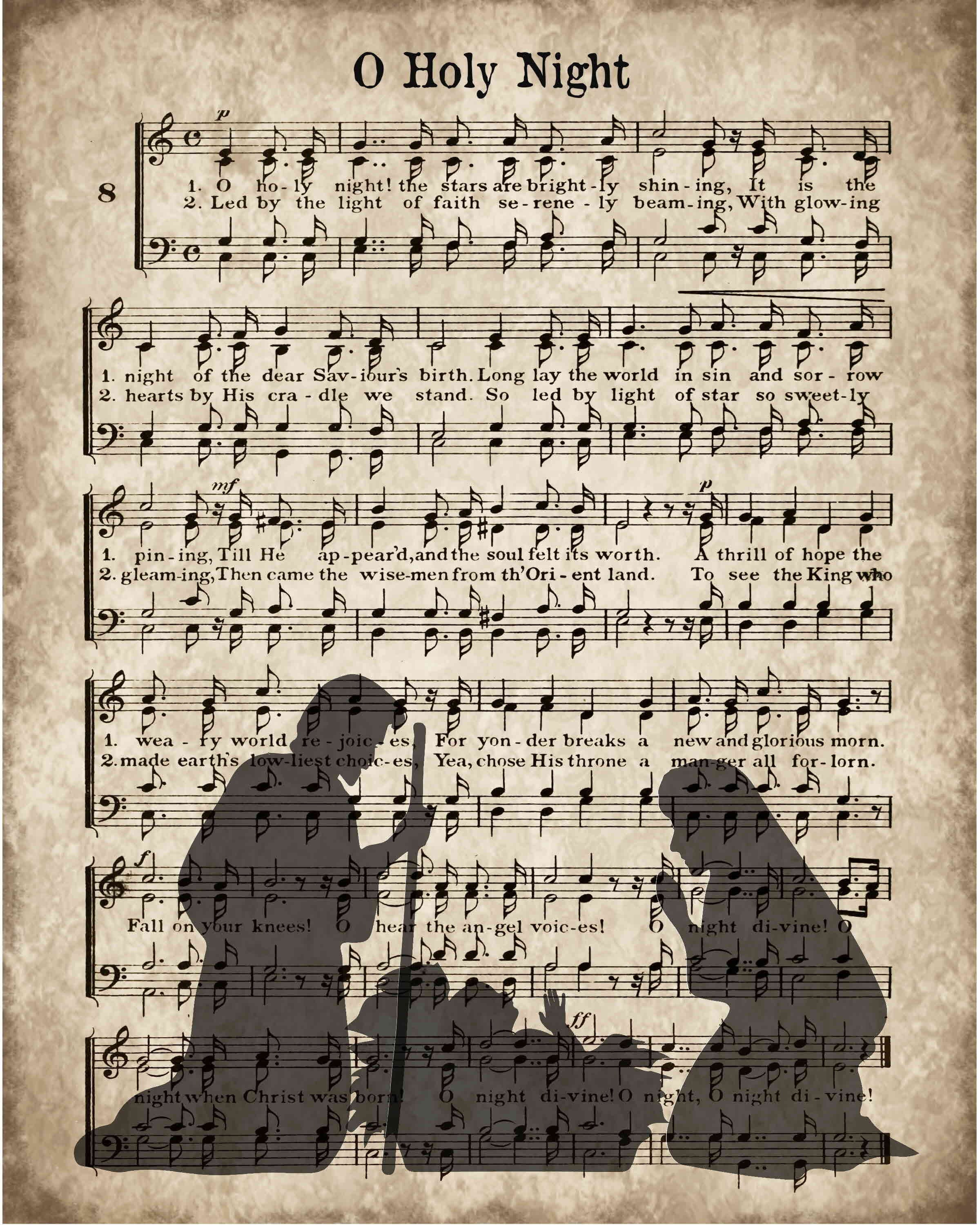 Download O Holy Night Digital Sign Vintage Christmas Carol Rustic Nativity Digital Download Christmas Printable