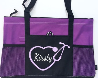 Nurse bag, nursing tote, personalized with any monogram or name, nurse appreciation gift, thank you gift