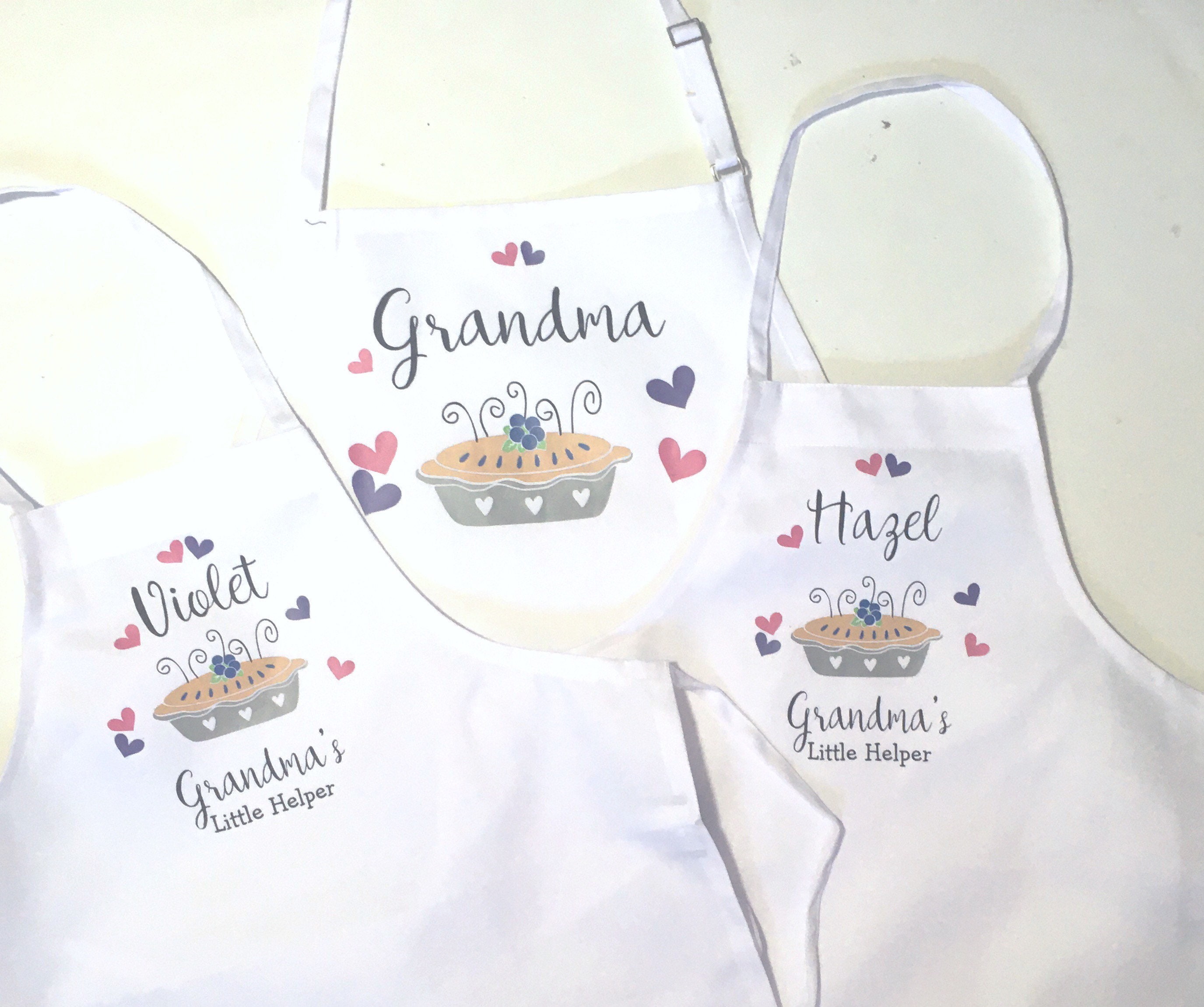 Grandma and grandchild matching aprons, nana apron, pie baking