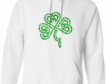 Shamrock hoodie, St. Patrick's day hoodie, Glitter shamrock hoodie, Irish bride hoodie, Shamrock sweatshirt,Irish wedding, bachelorette