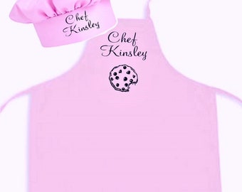 Kids chef hat and matching apron, child's chef set, pretend cooking aprons, imaginary play baking, Christmas gift for kids