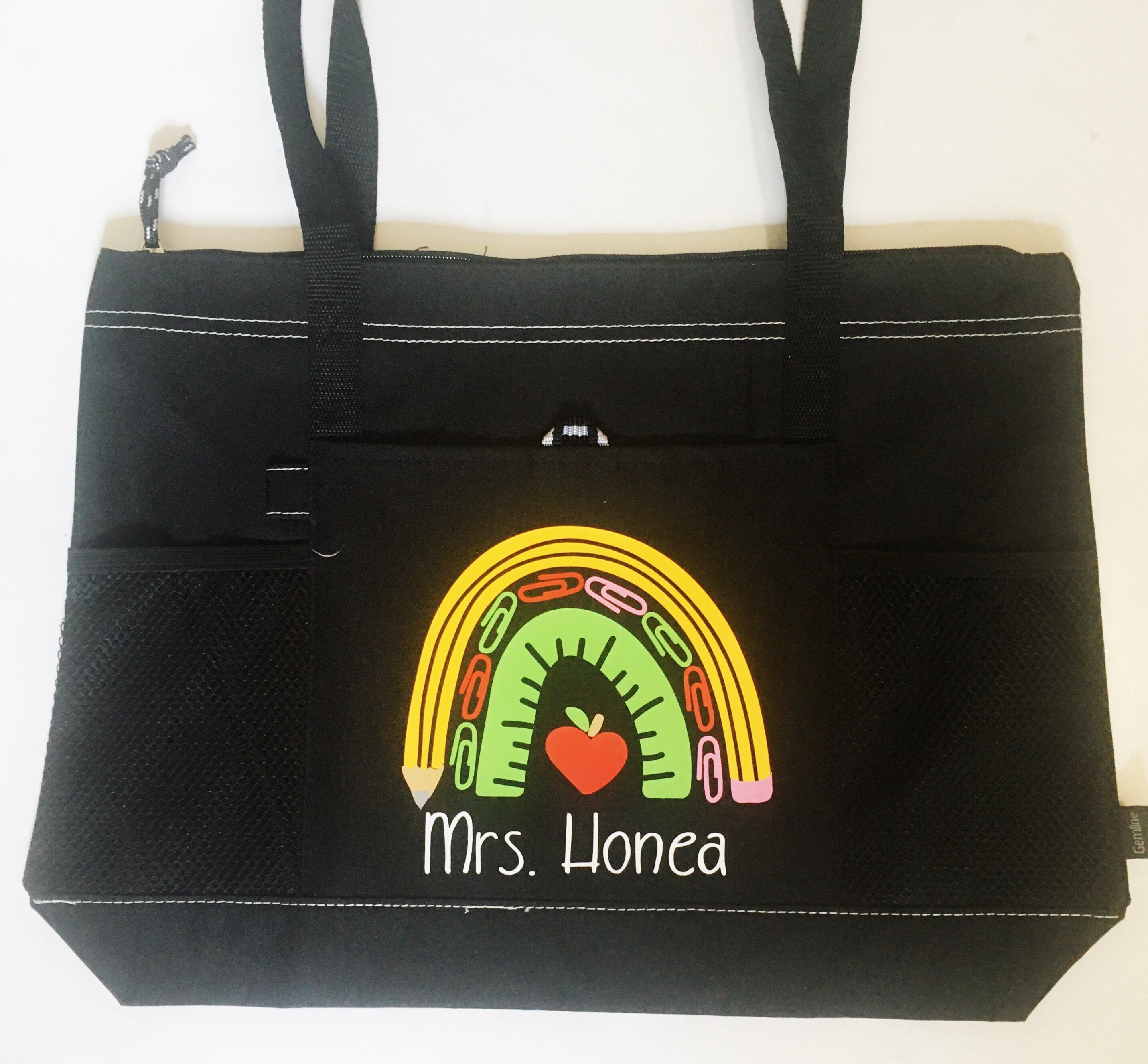 Teacher Tote Bag Personalized Rainbow Bag Zippered Book Bag | Etsy