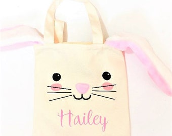 Personalized Easter bunny bag, Lamb bag, Egg hunt basket, llama cotton bag , name on bag, gift bag for girl, for boy, unicorn, deer tote