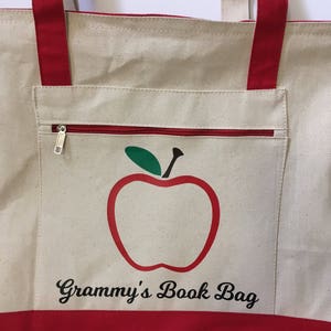 Teacher bags, teacher totes, apple bag, personalized teacher bag, teacher appreciation gift, book bag, student teacher gift, canvas zippered image 8