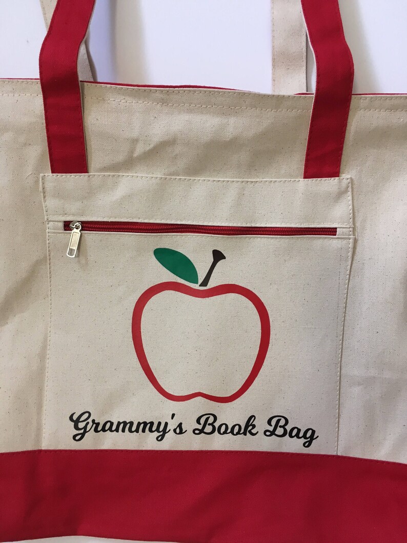 Teacher bags, teacher totes, apple bag, personalized teacher bag, teacher appreciation gift, book bag, student teacher gift, canvas zippered image 8