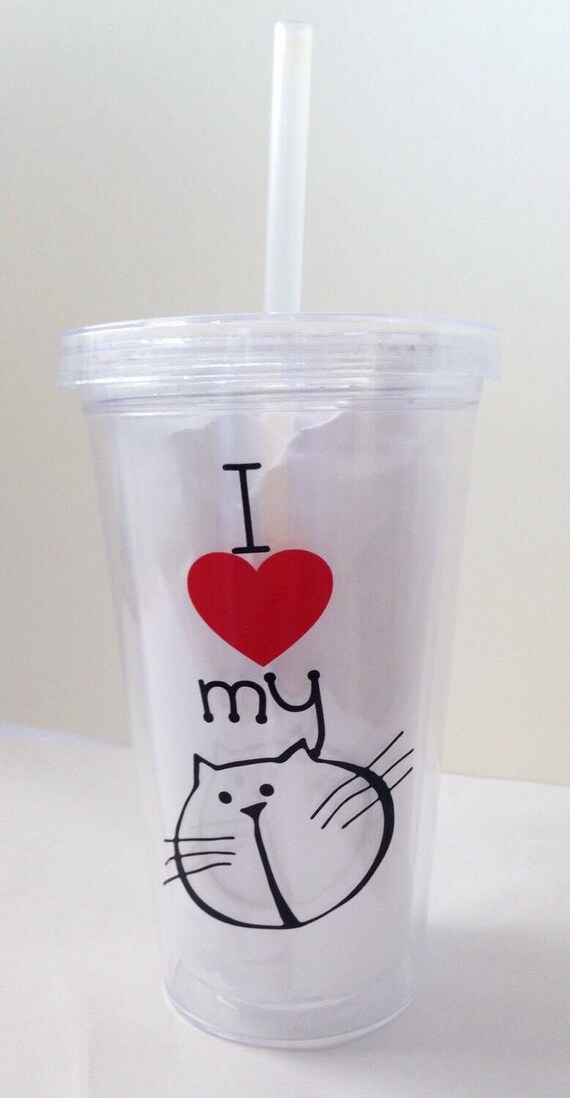 Cat Lovers cup I Love My Cat tumbler Cat tumbler cup with Etsy