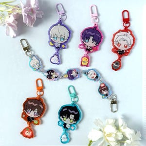 Love and Deepspace LADS Linking Acrylic Keychains Sylus Caleb Zayne Xavier Rafayel Fan Art Otome Game Cute Charm Gift