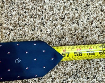 Christian Dior Mens Navy Blue Silk Blend Tie Made in USA Italian