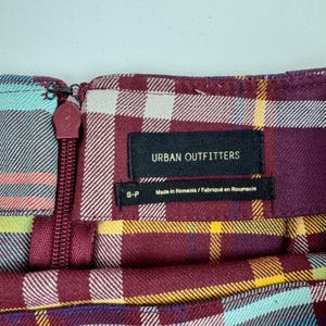 Urban Outfitters Plaid Mini Skirt Burgundy Turquoise Check Small y2k 90s grunge image 6