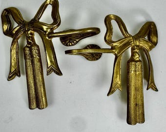 Borlas con lazo vintage, estilo Hollywood Regency Glam, sujetadores de cortinas de latón, alzapaños de latón