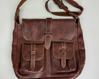Bolso bandolera vintage de piel Oxford Frye para cámara, estilo Campus Messenger, años 70.
