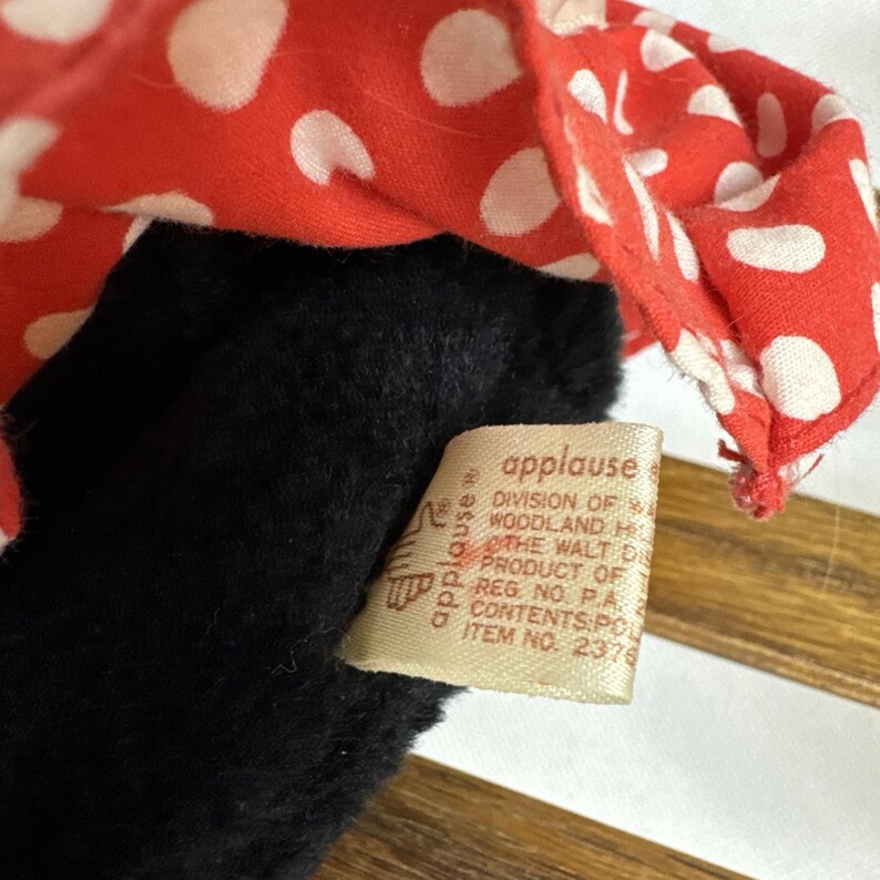 Vintage Applause Minnie Mouse Plush Red Polka Dot Dress Stuffed Toy 12 inch 2375 image 4