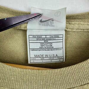 Vintage Nike Made in USA T-Shirt Mens Large Olive Green Embroidered Swoosh 90s image 4
