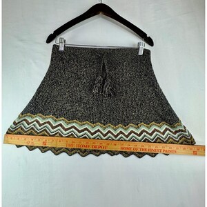 Vintage Urban Outfitters Ecote Marled Knit Chevron Mini Skirt Green Medium y2k image 10