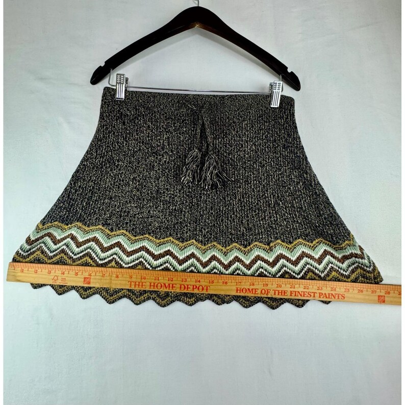 Vintage Urban Outfitters Ecote Marled Knit Chevron Mini Skirt Green Medium y2k image 10